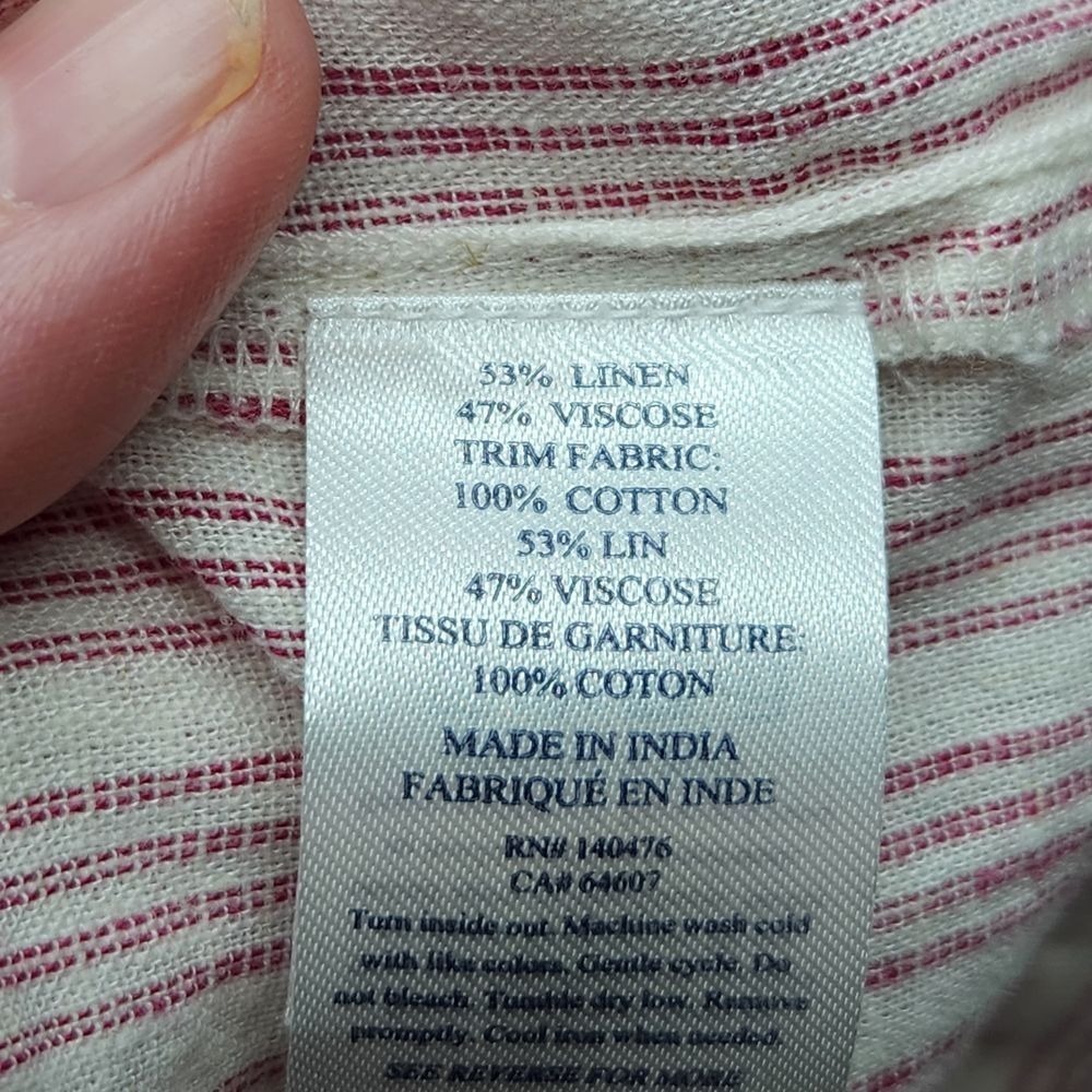 Faherty Isha Linen Dress Womens XS Henley Pink Bloom Sierra Stripe Sleeveless - Picture 7 of 11